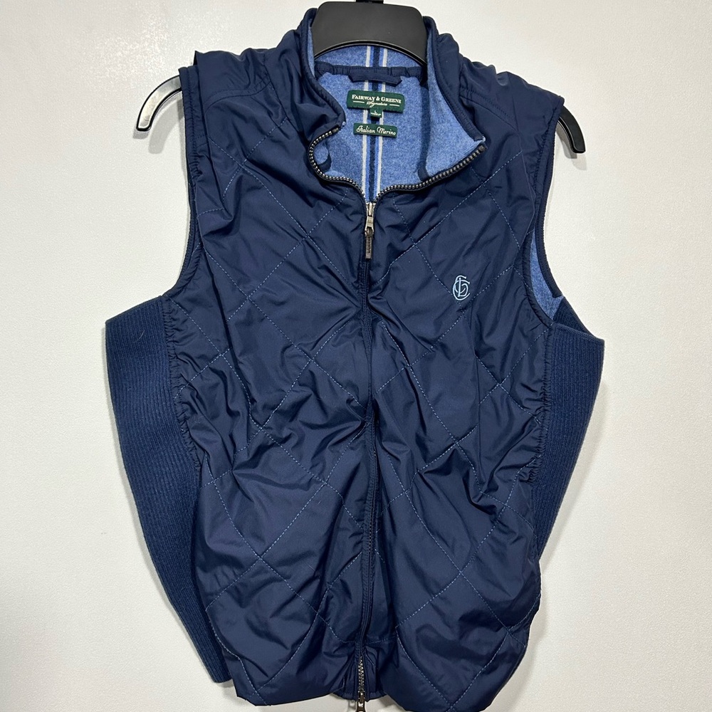 Cozy Fairway and Greene Signatures Italian Merino Wool Navy Women’s Vest Size L